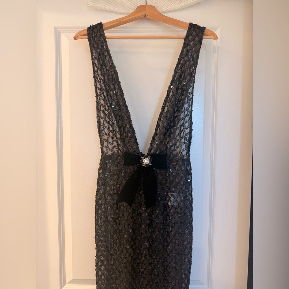 NWOT BRONX AND BANCO Liora Maxi Dress, Elegant Black Sequin Gown, wedding guest - Picture 9 of 16